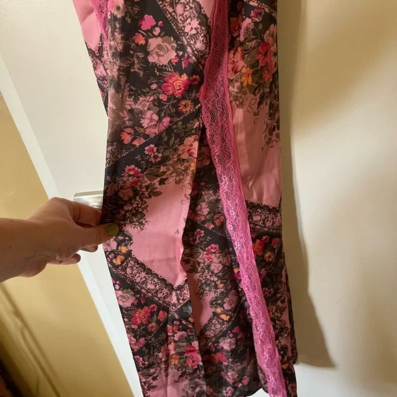 Free People Pink and Black Floral Chemise - Picture 5 of 5